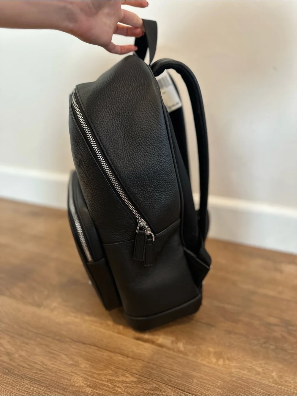Michael Kors Black Pebbled Leather MK Logo Backpack